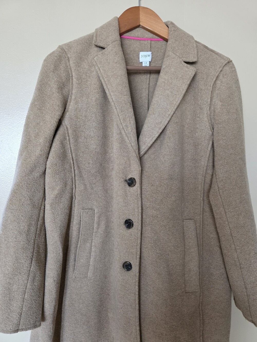 JCrew Camel Boiled Wool Blend Topcoat 12 Old Money Quiet Luxury Capsule Wardrobe - Picture 3 of 14